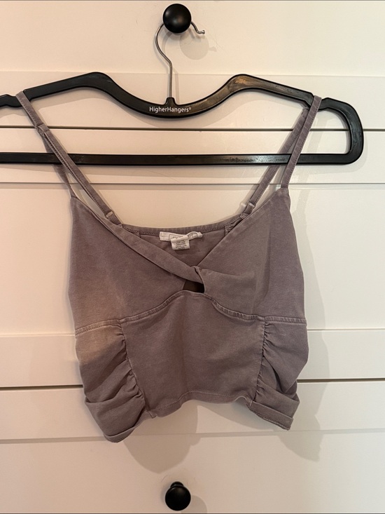Tilly's Tops - Tilly's Lavender Gray Twist-Front Cropped Cami